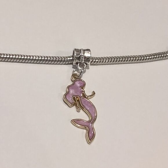 Silver Gold Purple Mermaid Dangle Charm for Pandora Style Bracelet‎ - Picture 2 of 4